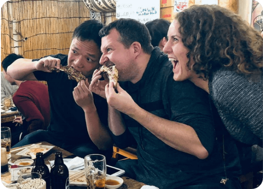 International tourists enjoying a restaurant